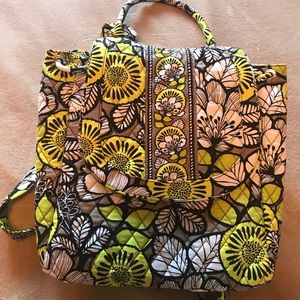 Vera Bradley Backpack Tote in Citron fabric print